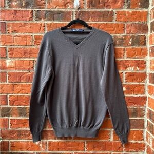 J. Crew Mens Medium 100% Cotton Gray Vneck Pullover Sweater